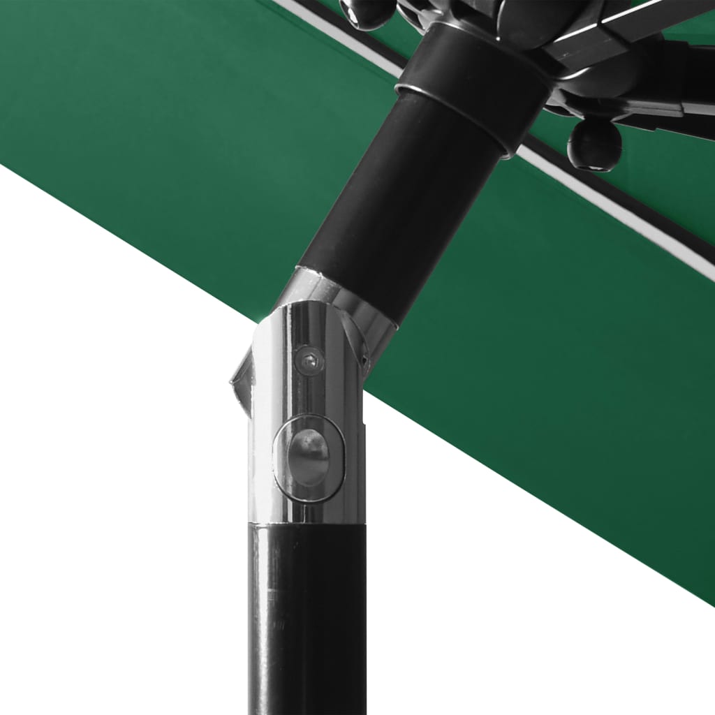 Parasol with aluminum pole 3-layer green 3 m