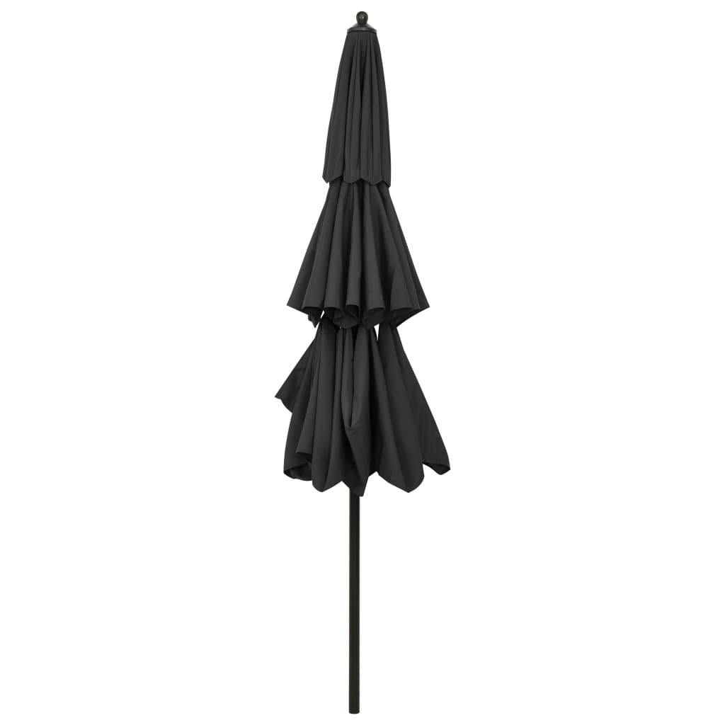 Parasol with aluminum pole 3-layer anthracite 3 m