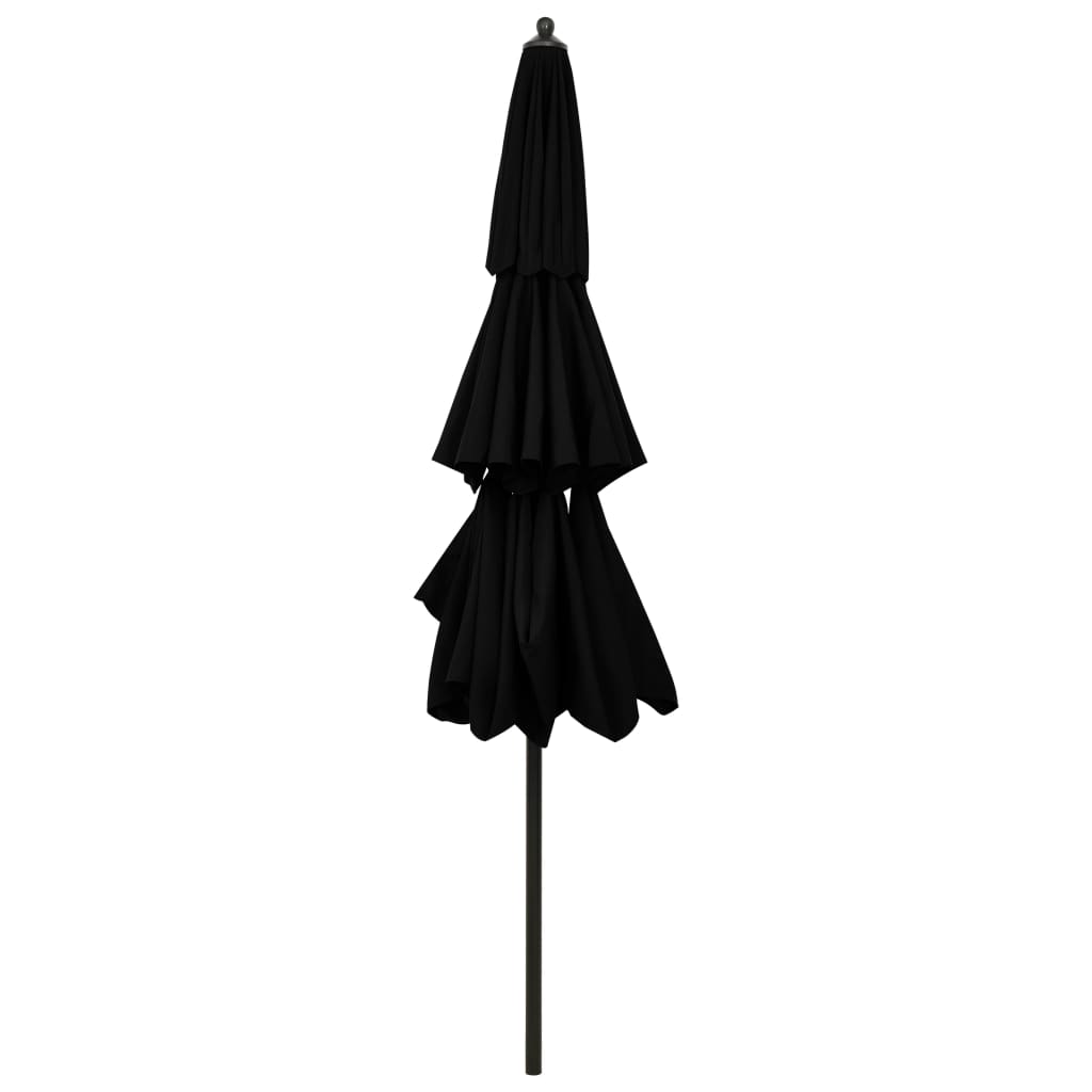 Parasol with aluminum pole 3-layer black 3 m