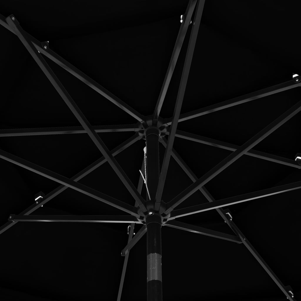 Parasol with aluminum pole 3-layer black 3 m