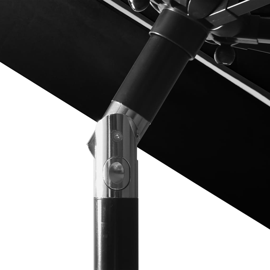 Parasol with aluminum pole 3-layer black 3 m