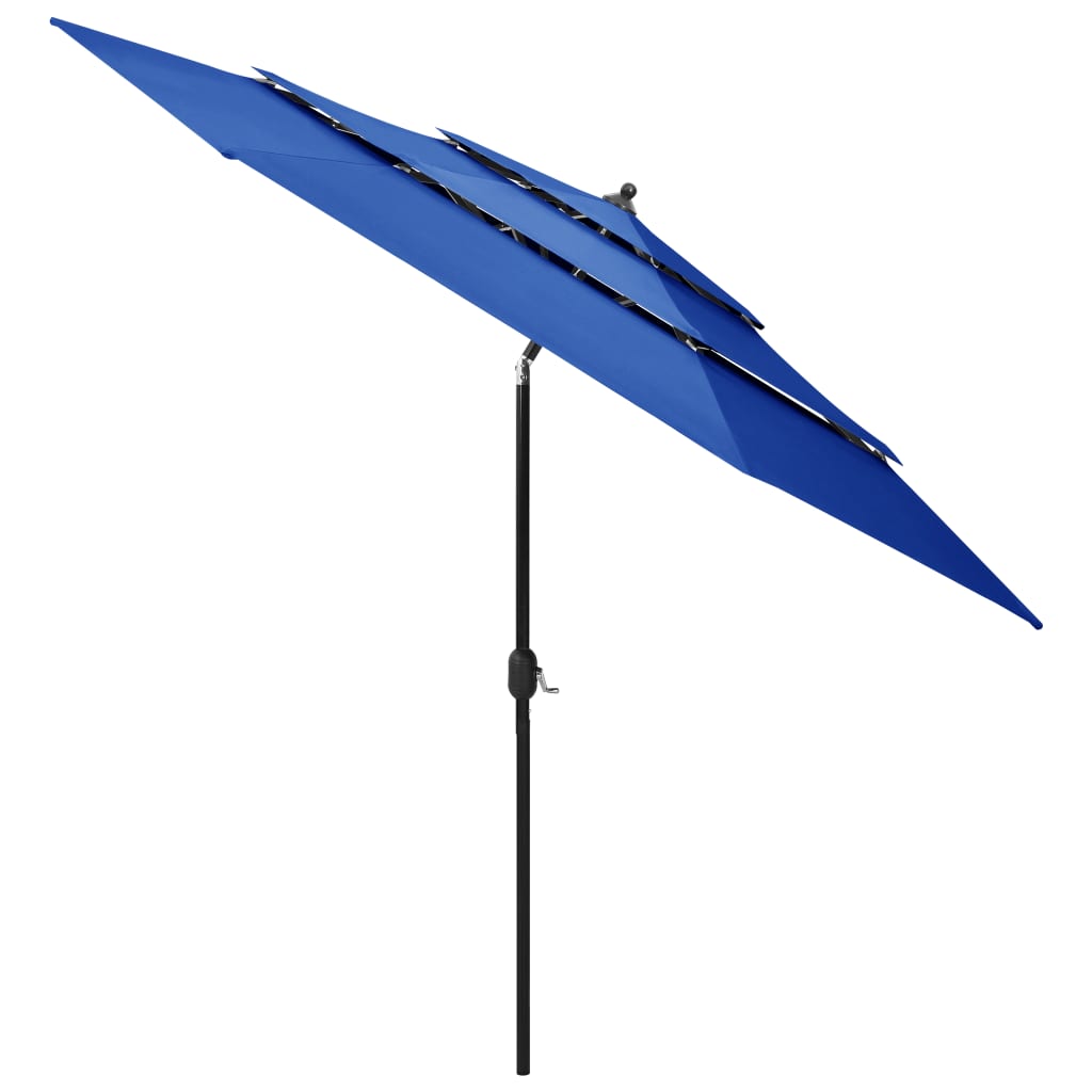 Sonnenschirm mit Aluminium-Mast 3-lagig Azurblau 3 m