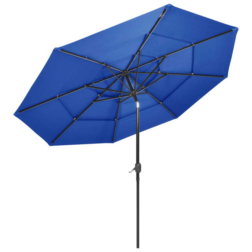 Sonnenschirm mit Aluminium-Mast 3-lagig Azurblau 3 m