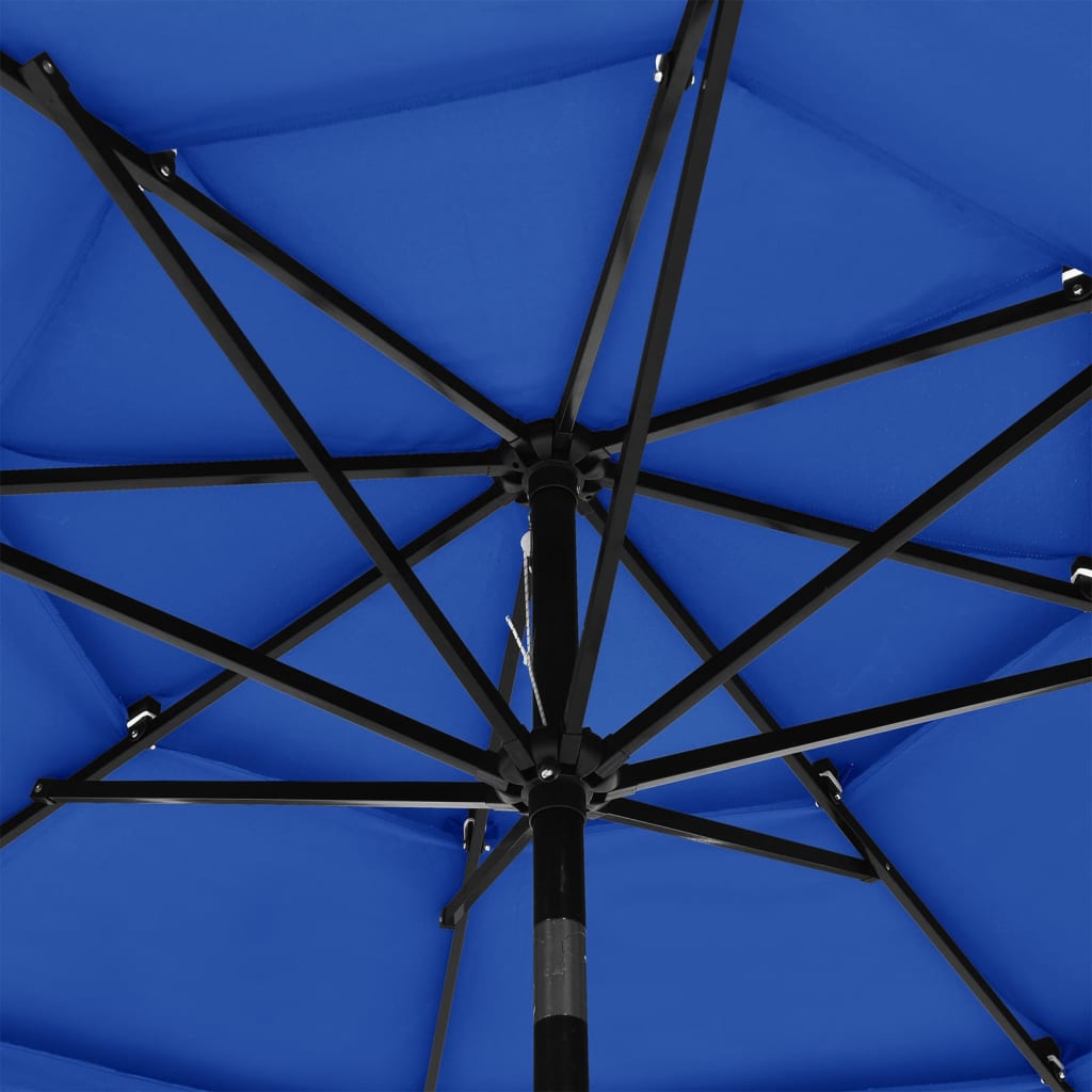 Sonnenschirm mit Aluminium-Mast 3-lagig Azurblau 3 m