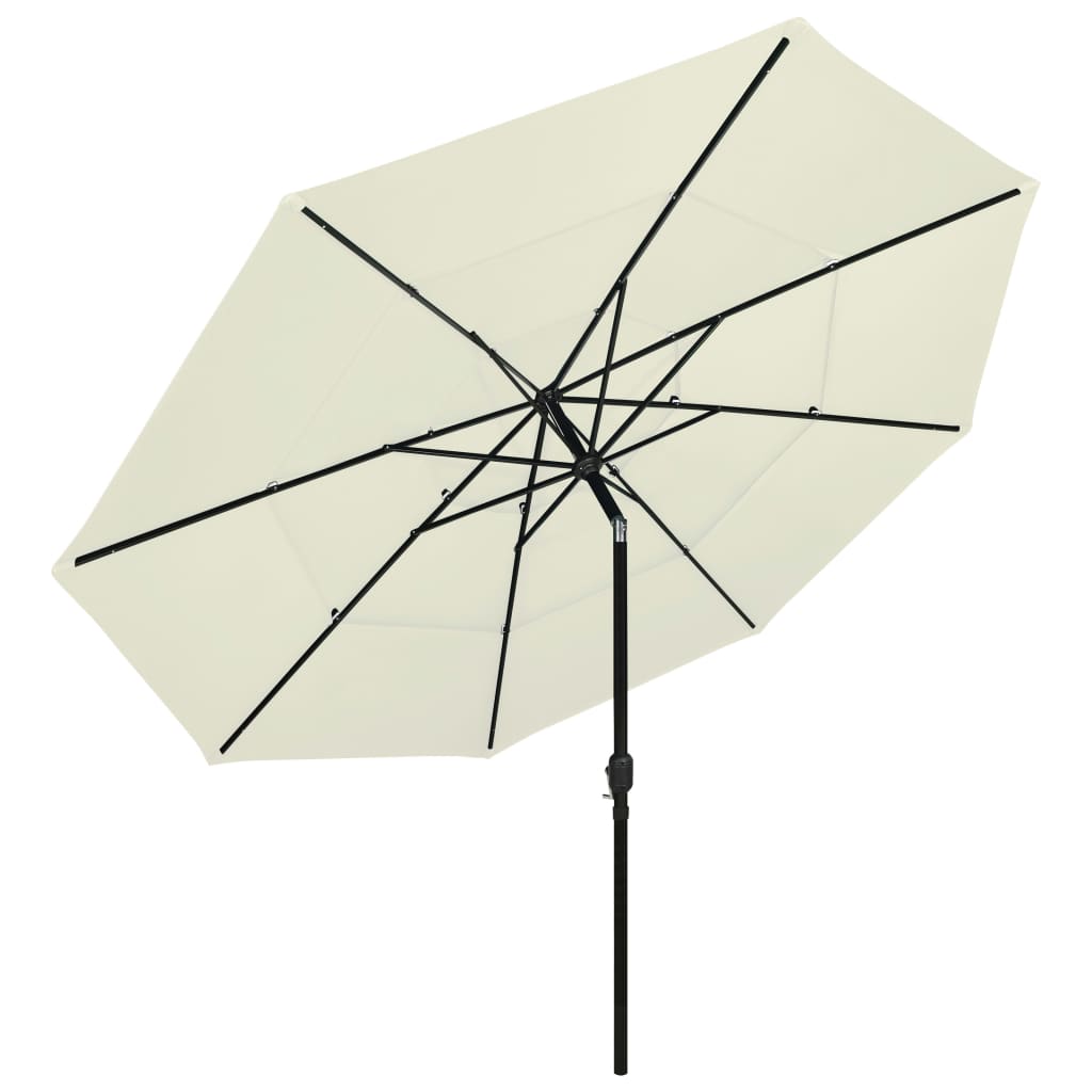 Parasol with aluminum pole 3-layer sand color 3.5 m