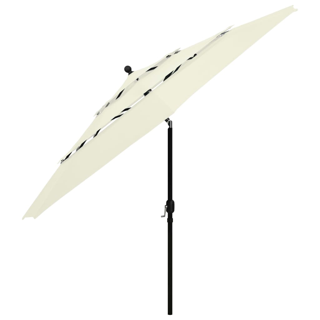 Parasol with aluminum pole 3-layer sand color 3.5 m