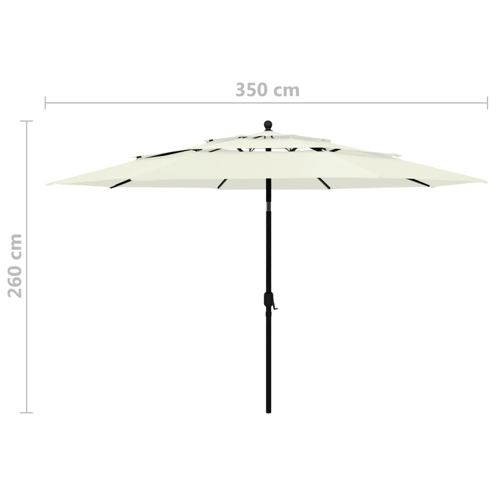 Parasol with aluminum pole 3-layer sand color 3.5 m