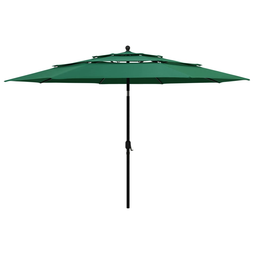 Parasol with aluminum pole 3-layer green 3.5 m