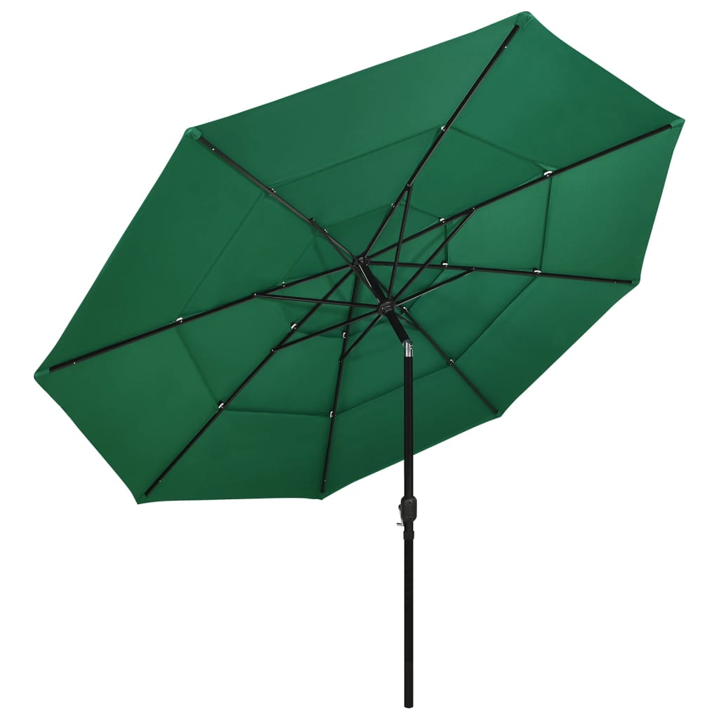 Parasol with aluminum pole 3-layer green 3.5 m
