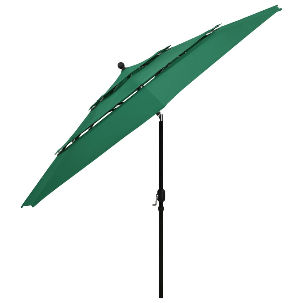 Parasol with aluminum pole 3-layer green 3.5 m