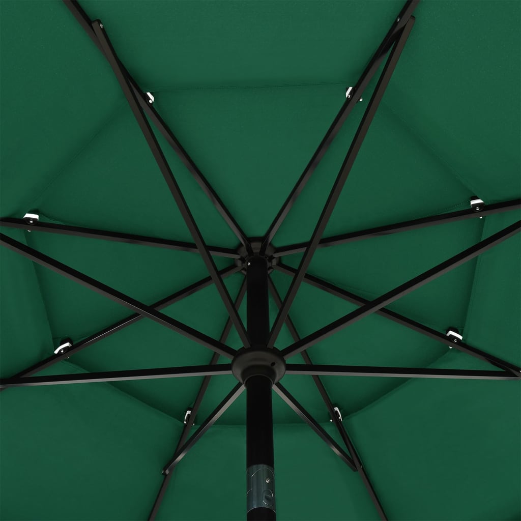 Parasol with aluminum pole 3-layer green 3.5 m