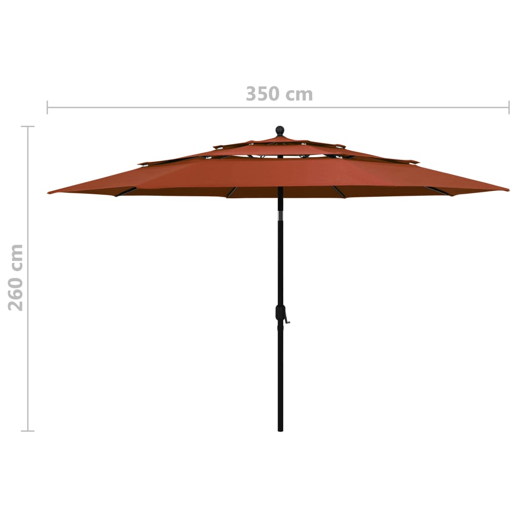 Sonnenschirm mit Aluminium-Mast 3-lagig Terrakottarot 3,5 m