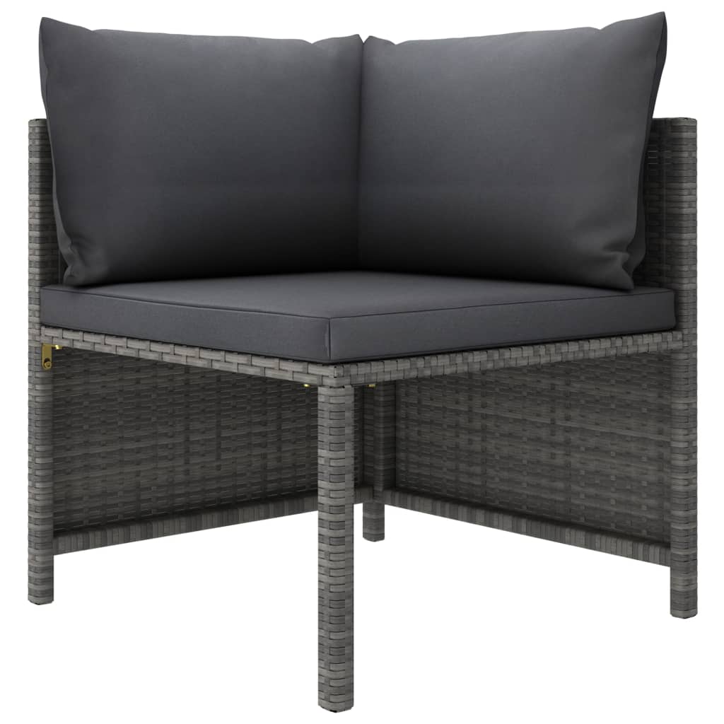 3-seater garden sofa with cushions gray poly rattan
