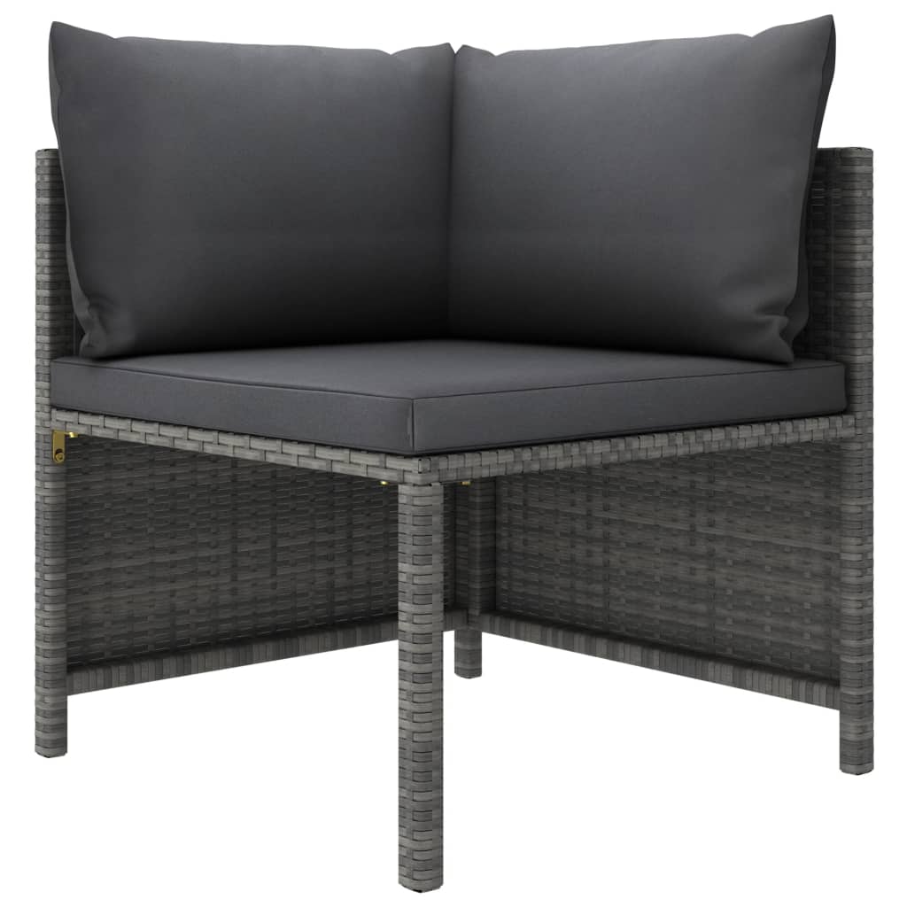4-seater garden sofa with cushions gray poly rattan