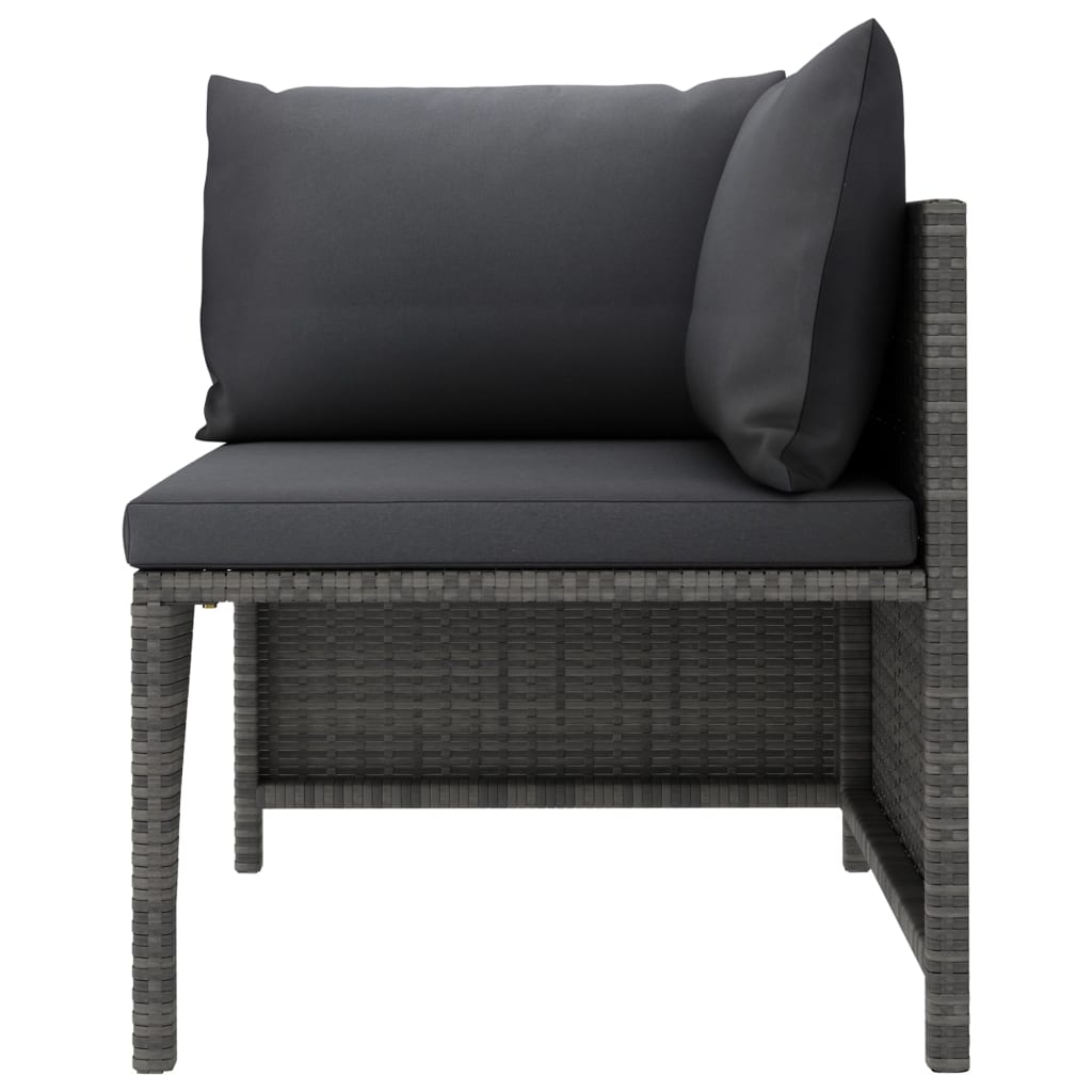 4-seater garden sofa with cushions gray poly rattan