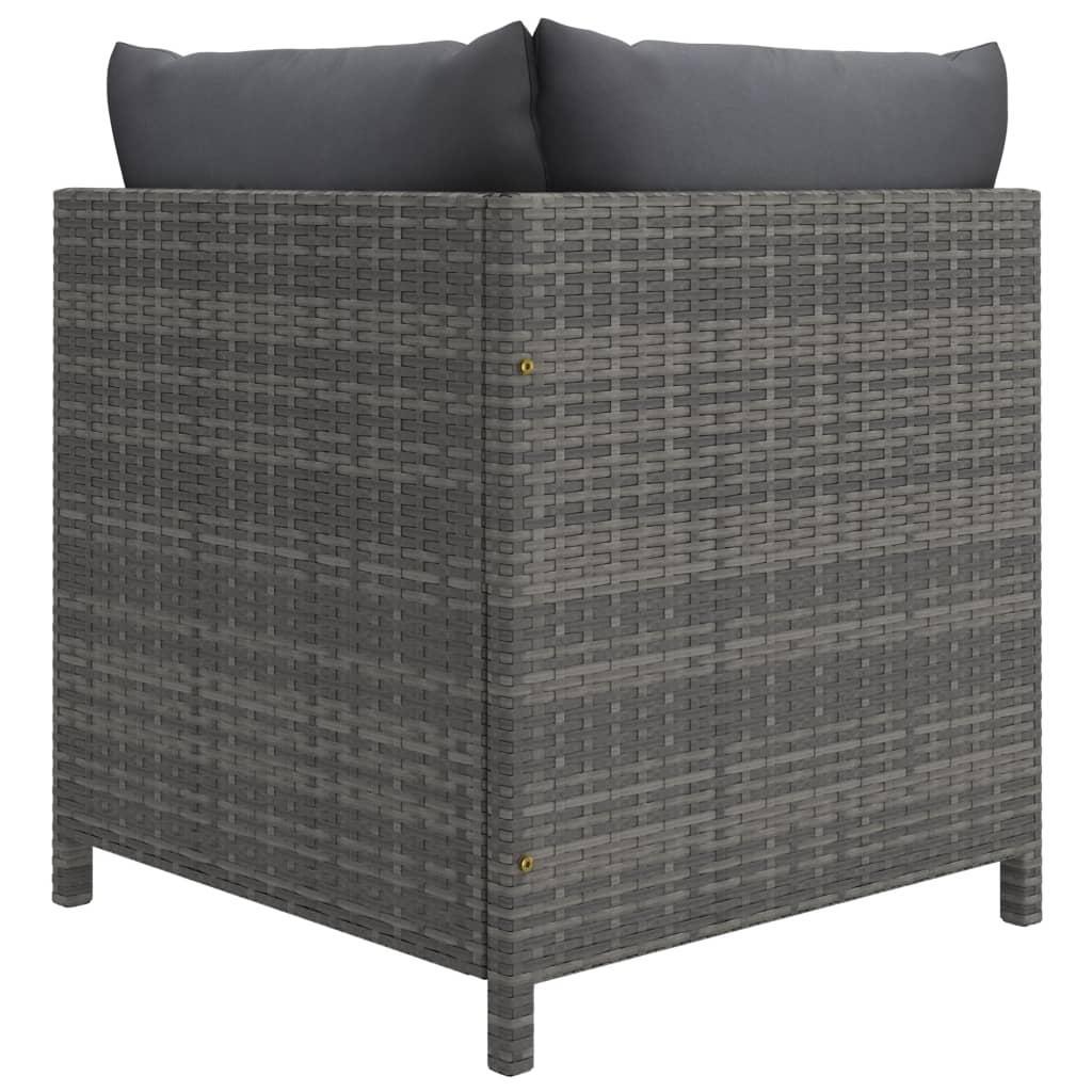 4-seater garden sofa with cushions gray poly rattan
