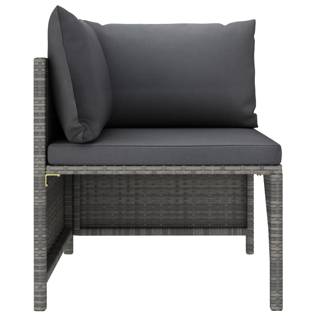 4-seater garden sofa with cushions gray poly rattan