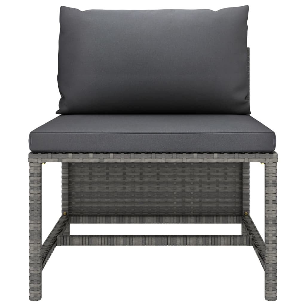 4-seater garden sofa with cushions gray poly rattan