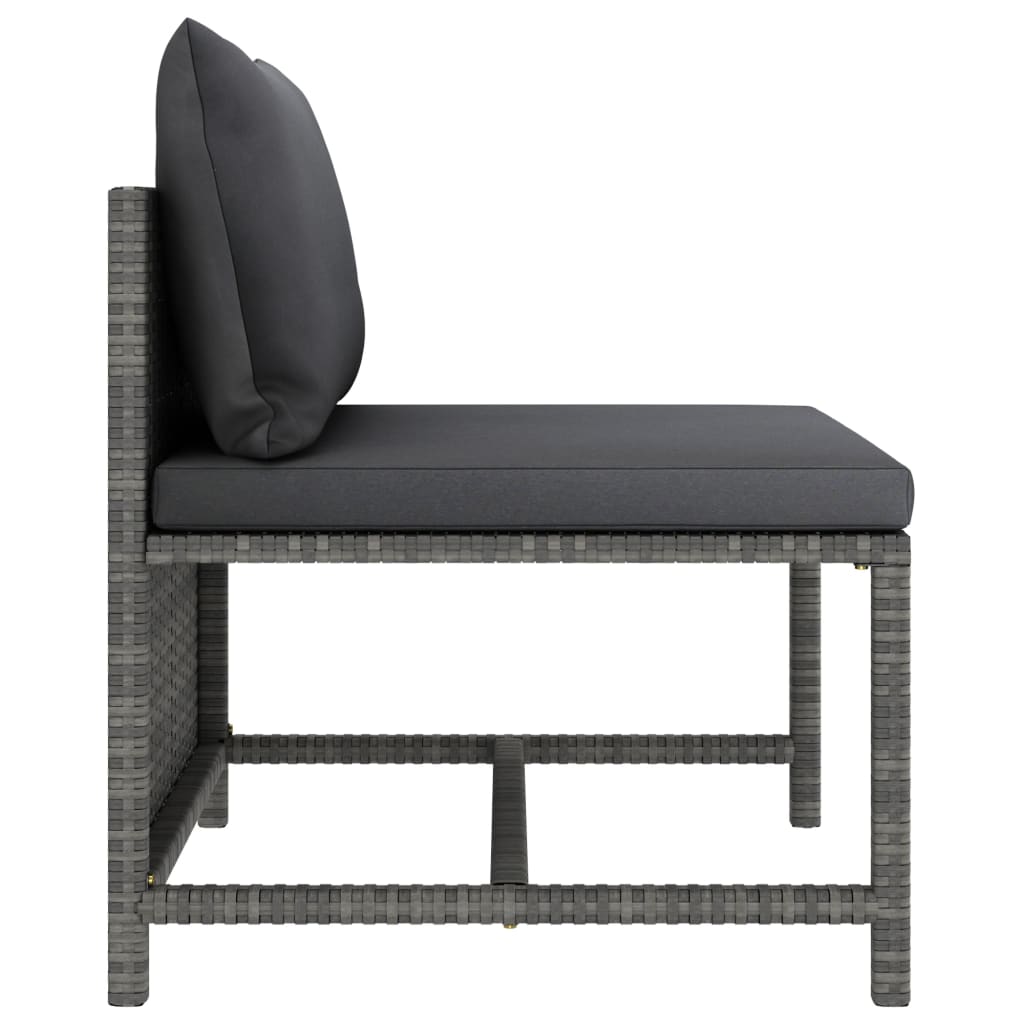 4-seater garden sofa with cushions gray poly rattan