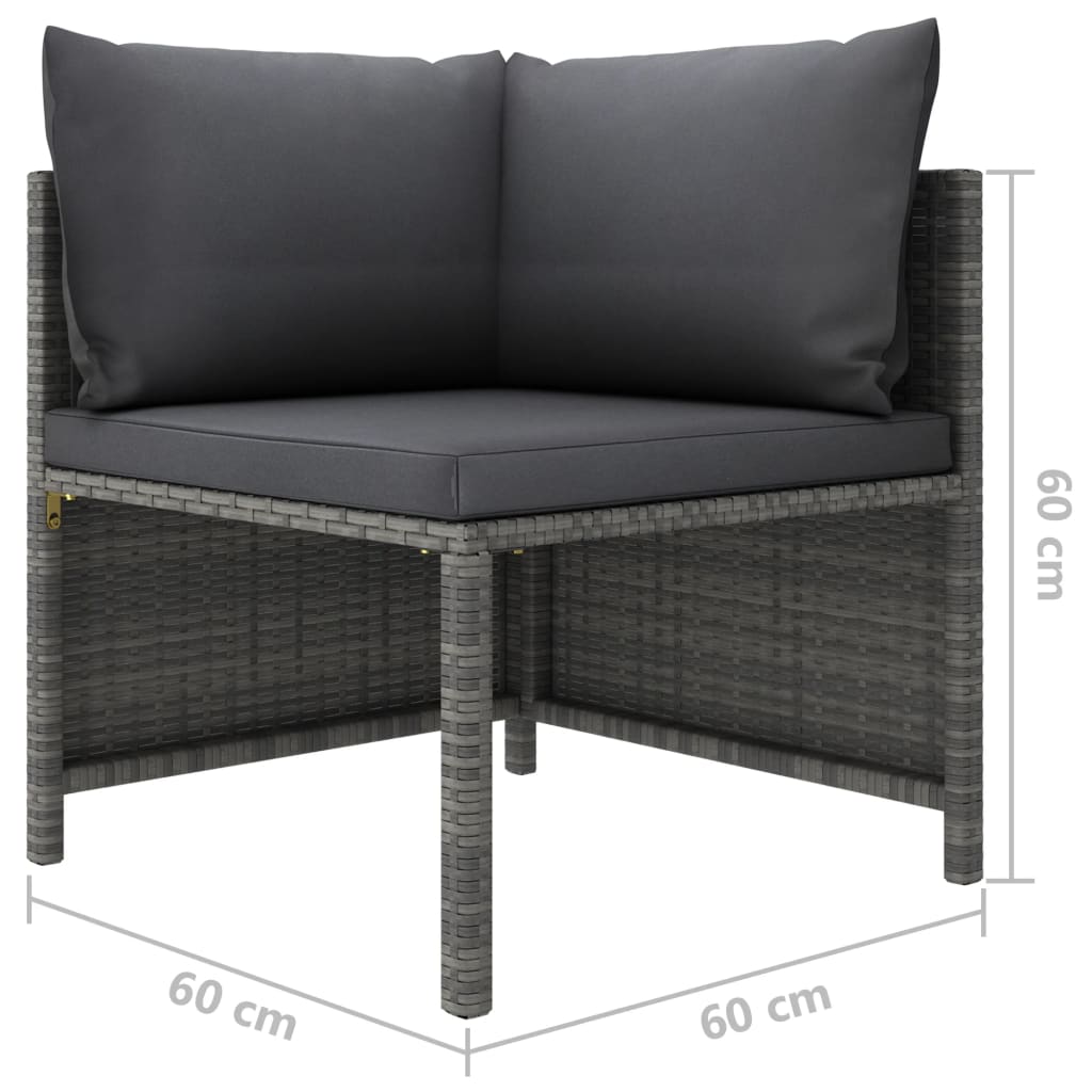 4-seater garden sofa with cushions gray poly rattan