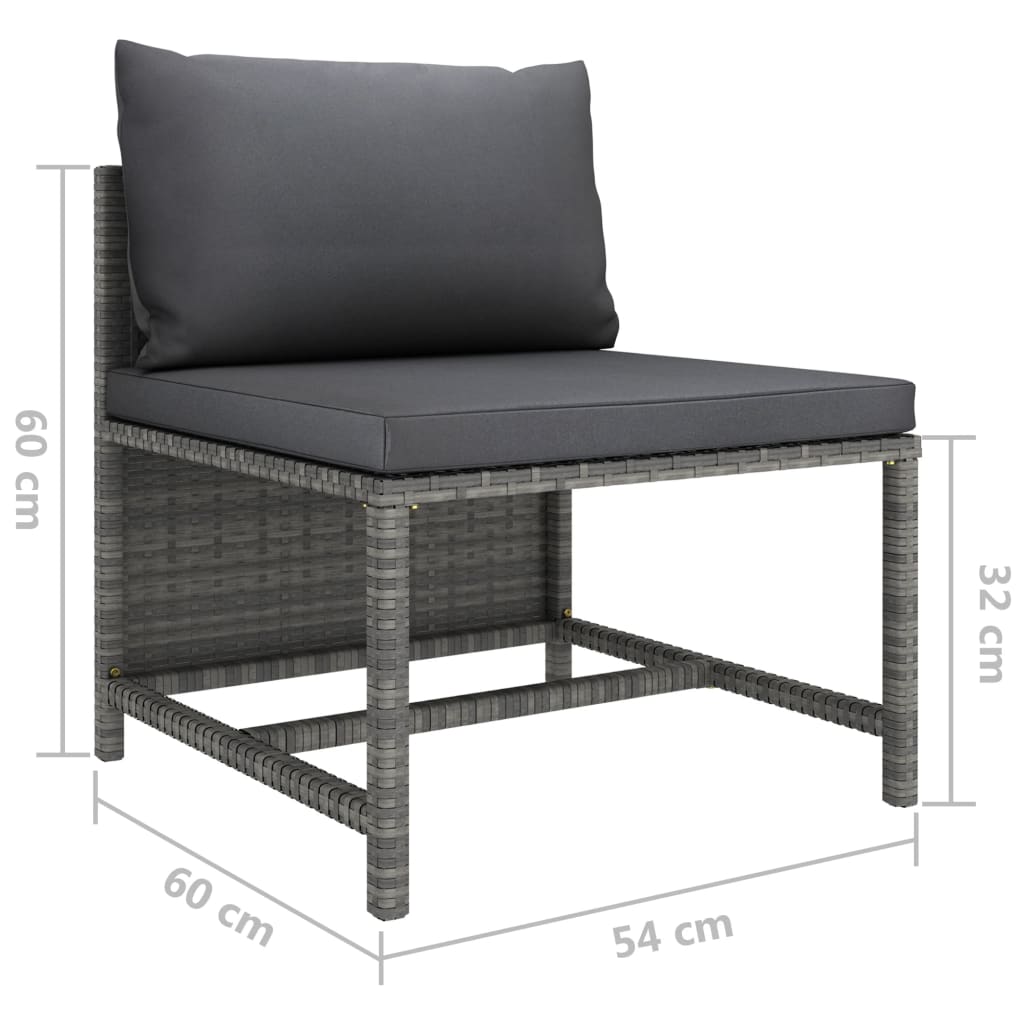 4-seater garden sofa with cushions gray poly rattan