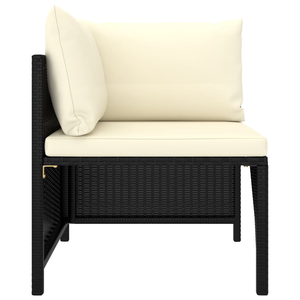 4-seater garden sofa with cushions black poly rattan