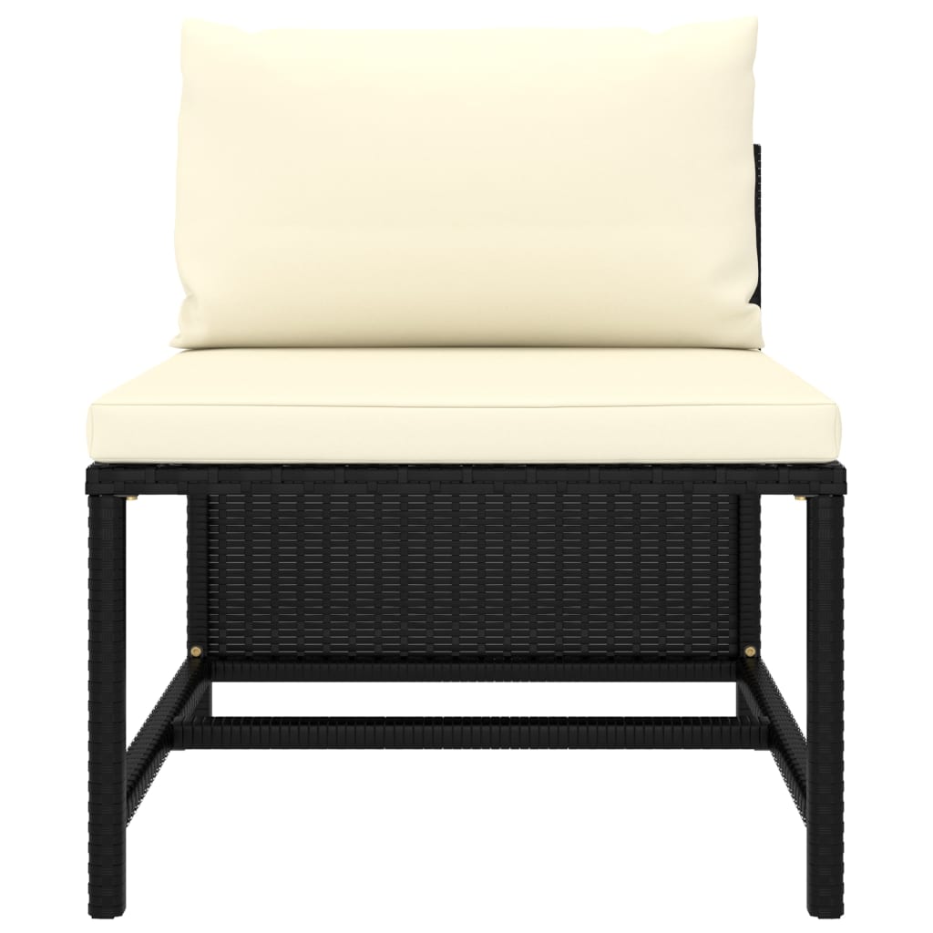 4-seater garden sofa with cushions black poly rattan