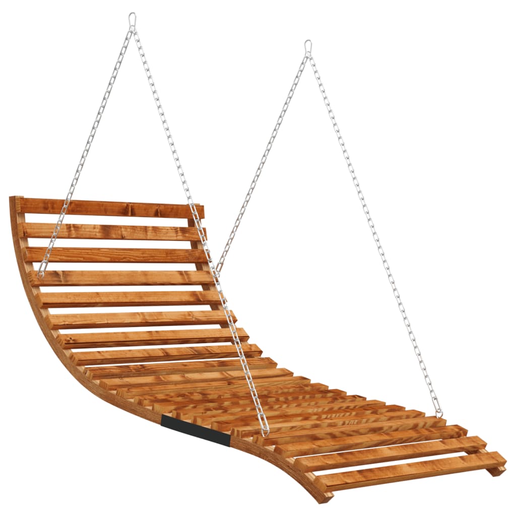 Solid bentwood swing bed with teak finish 115x147x46 cm