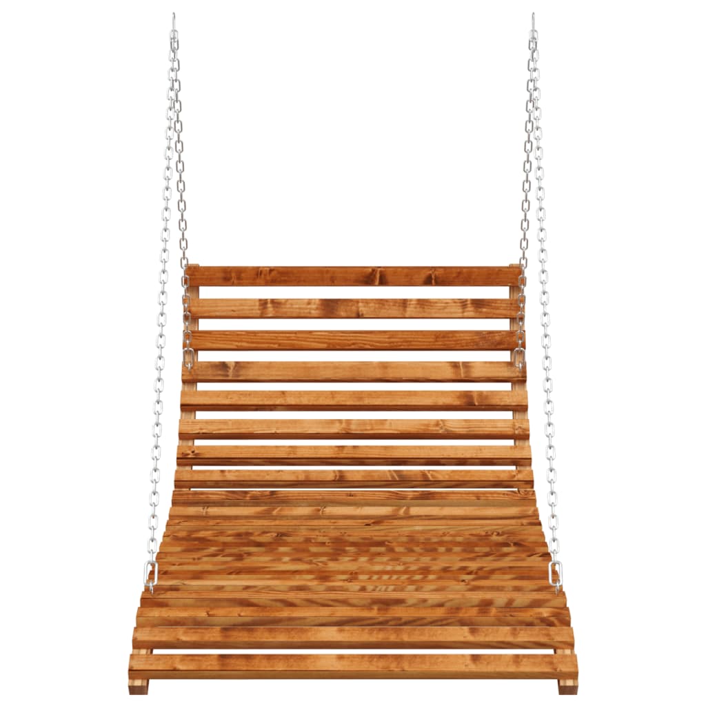 Solid bentwood swing bed with teak finish 115x147x46 cm