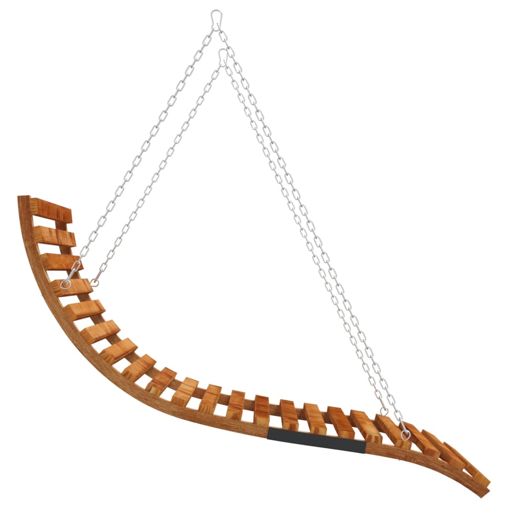 Solid bentwood swing bed with teak finish 115x147x46 cm