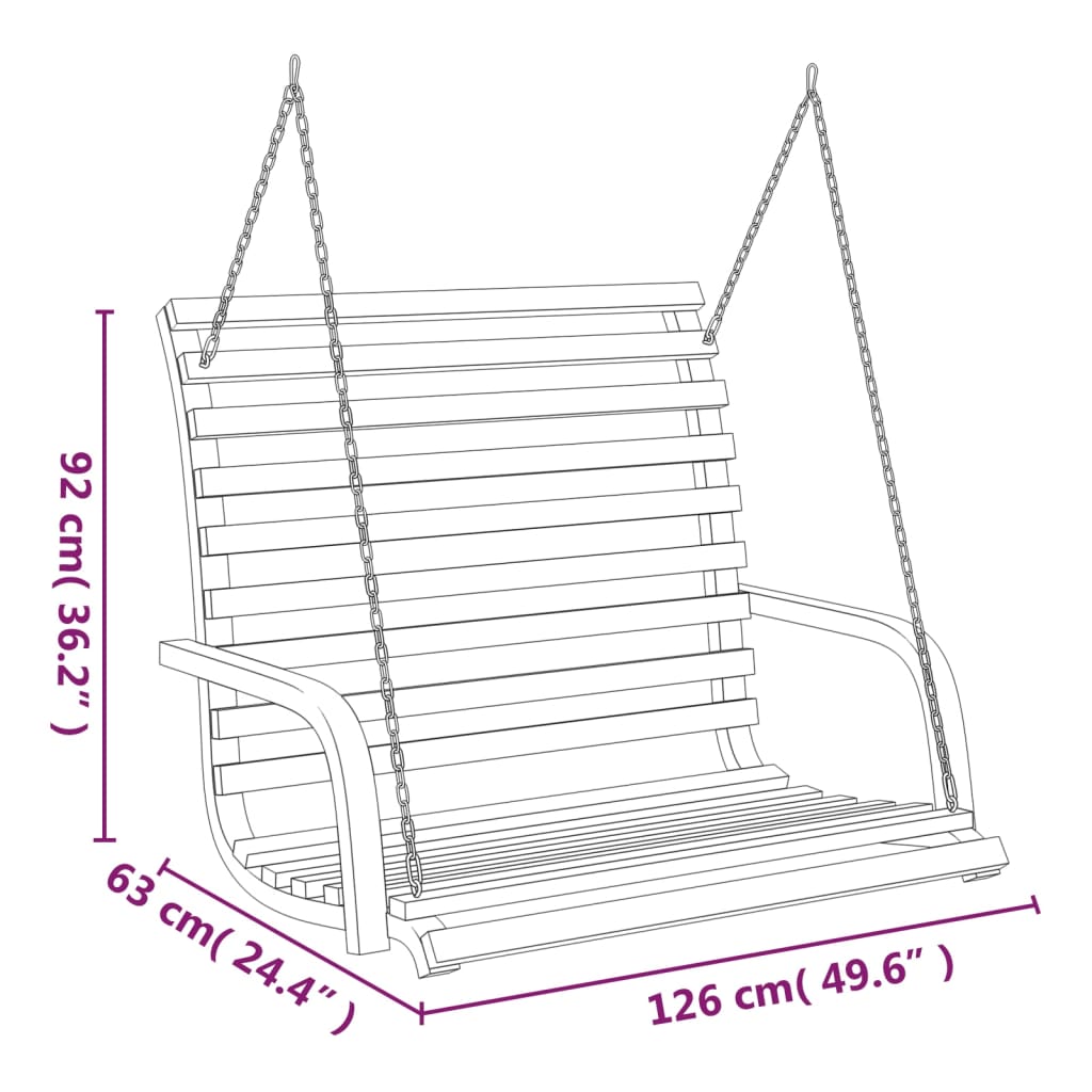 Schaukelbank Bugholz Massiv mit Teak-Finish 126x63x92 cm