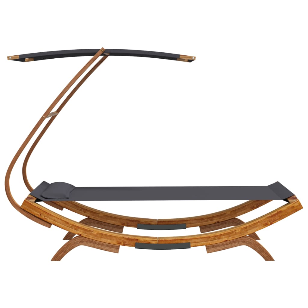 Bain de soleil avec toit 100x190x134 cm bois courbé massif anthracite
