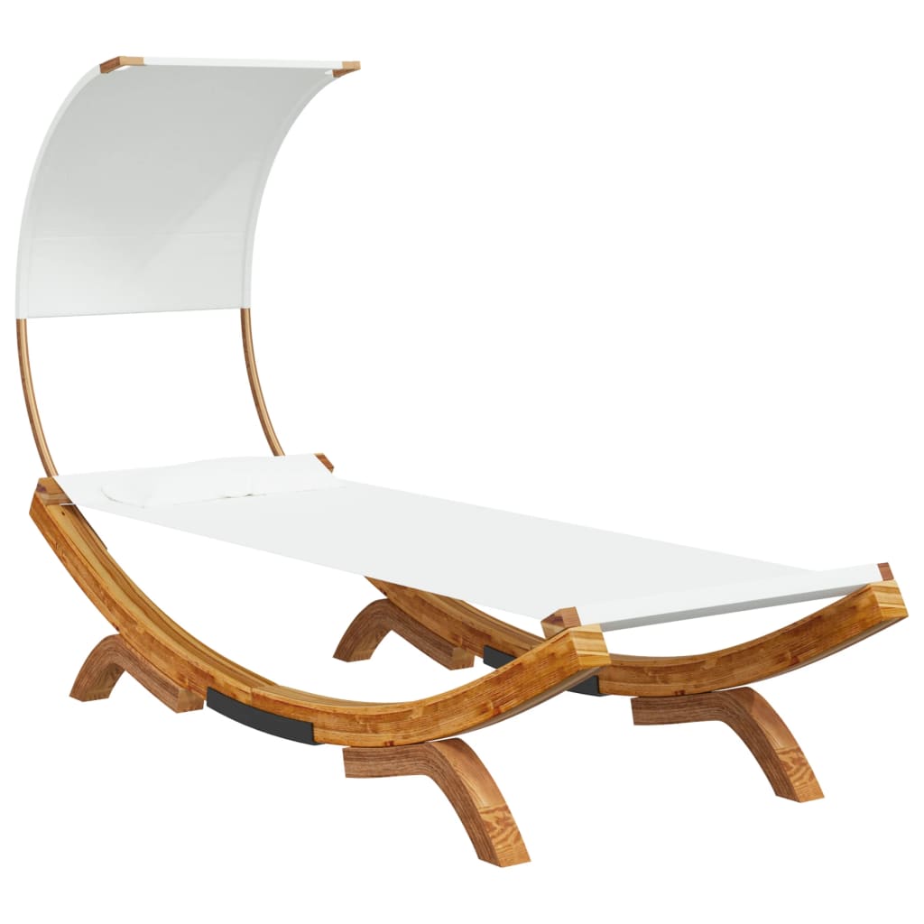Bain de soleil avec toit 100x200x126 cm bois courbé massif crème