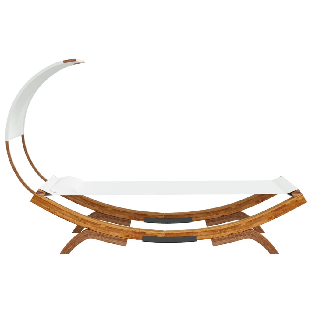 Bain de soleil avec toit 100x200x126 cm bois courbé massif crème
