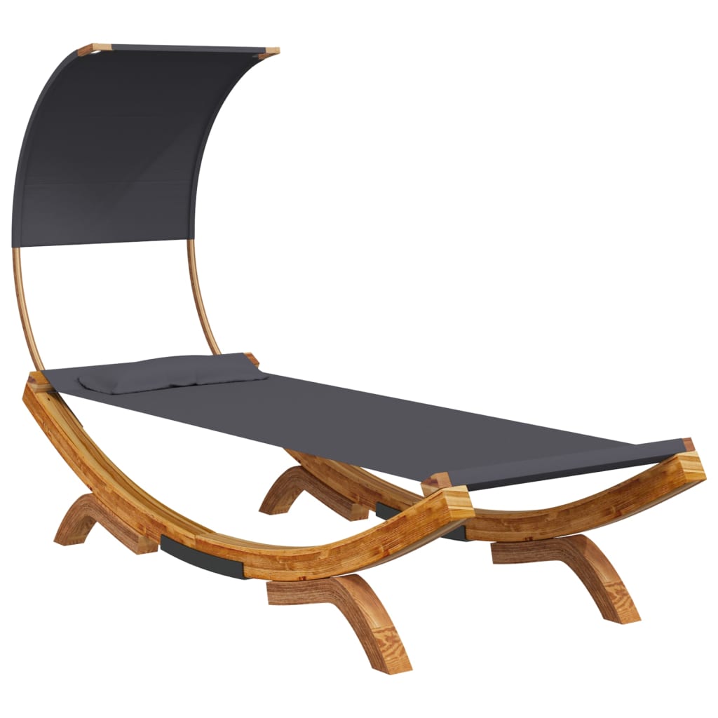 Bain de soleil avec toit 100x200x126 cm bois courbé massif anthracite