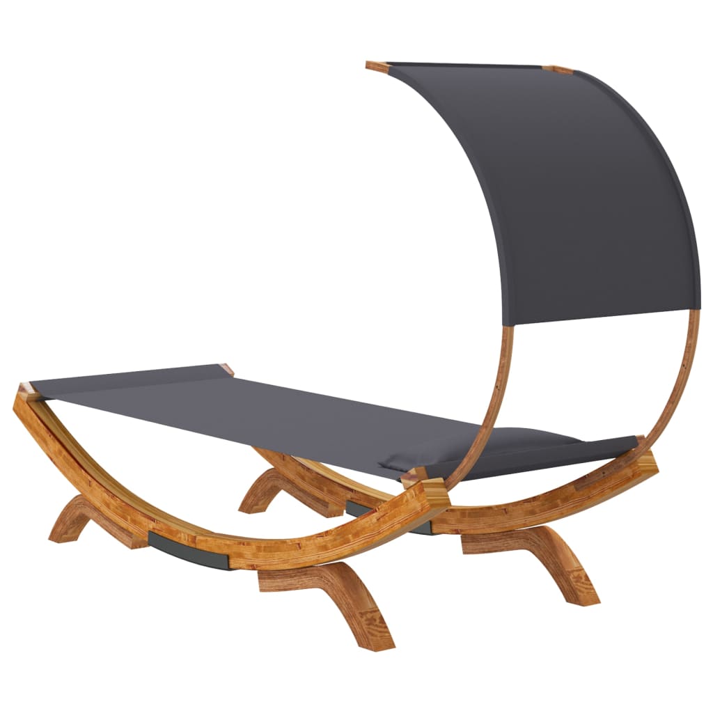 Bain de soleil avec toit 100x200x126 cm bois courbé massif anthracite