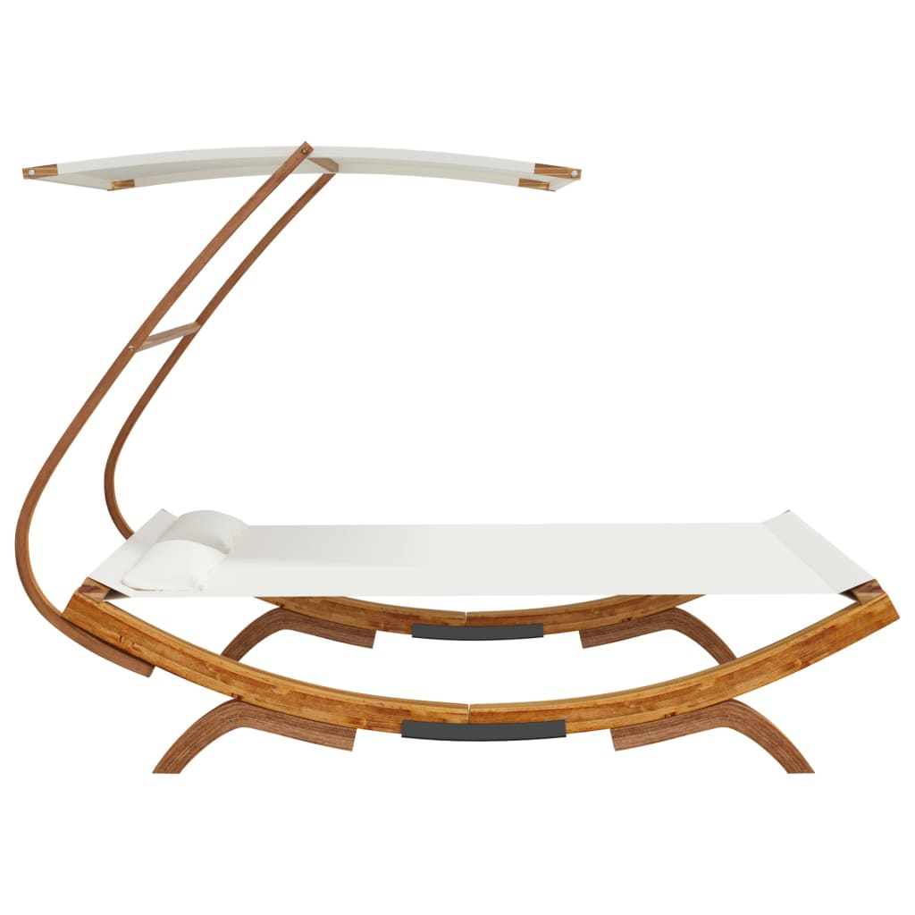 Bain de soleil avec toit 165x203x138 cm bois courbé massif crème