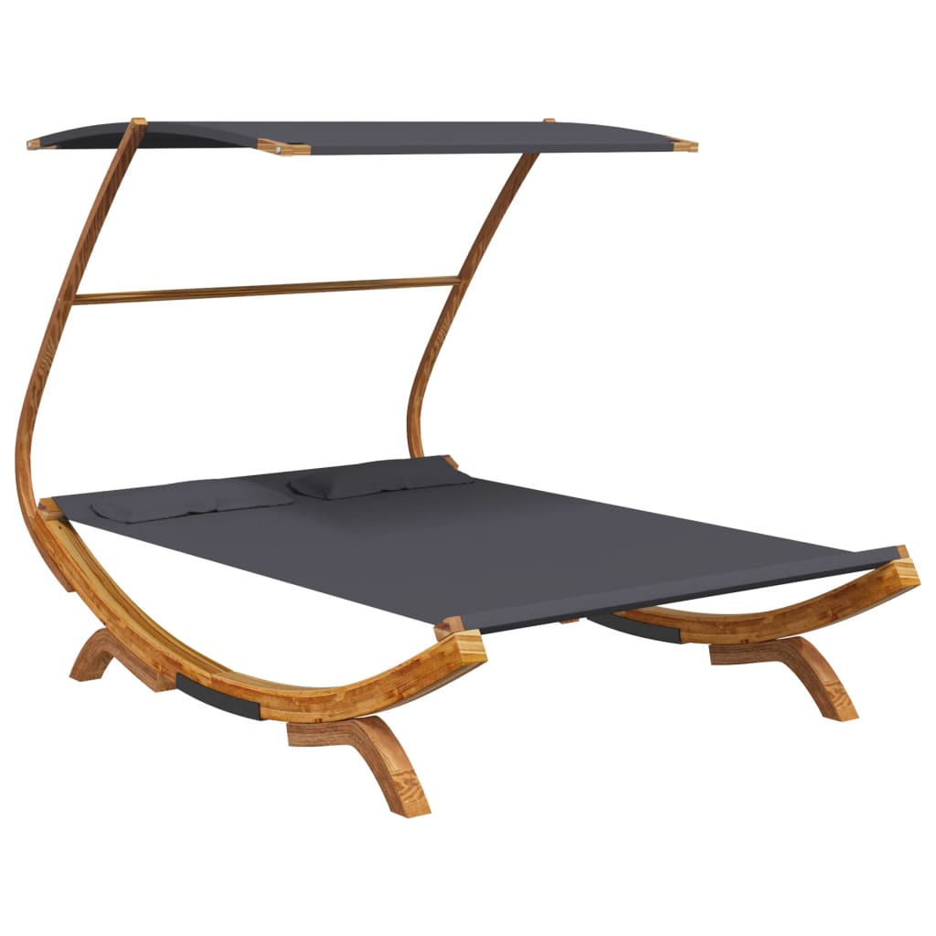 Bain de soleil avec toit 165x203x138 cm bois courbé massif anthracite