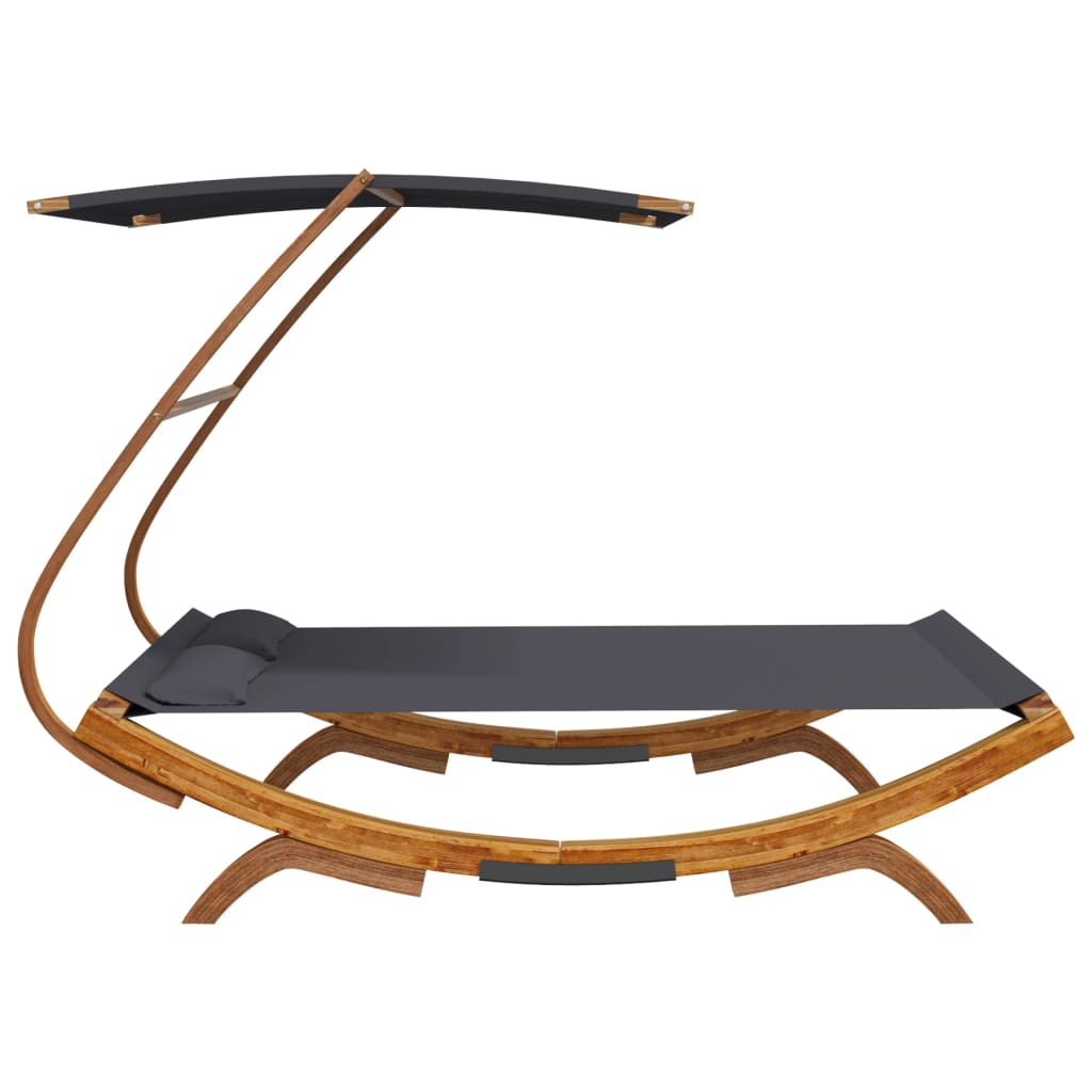 Bain de soleil avec toit 165x203x138 cm bois courbé massif anthracite