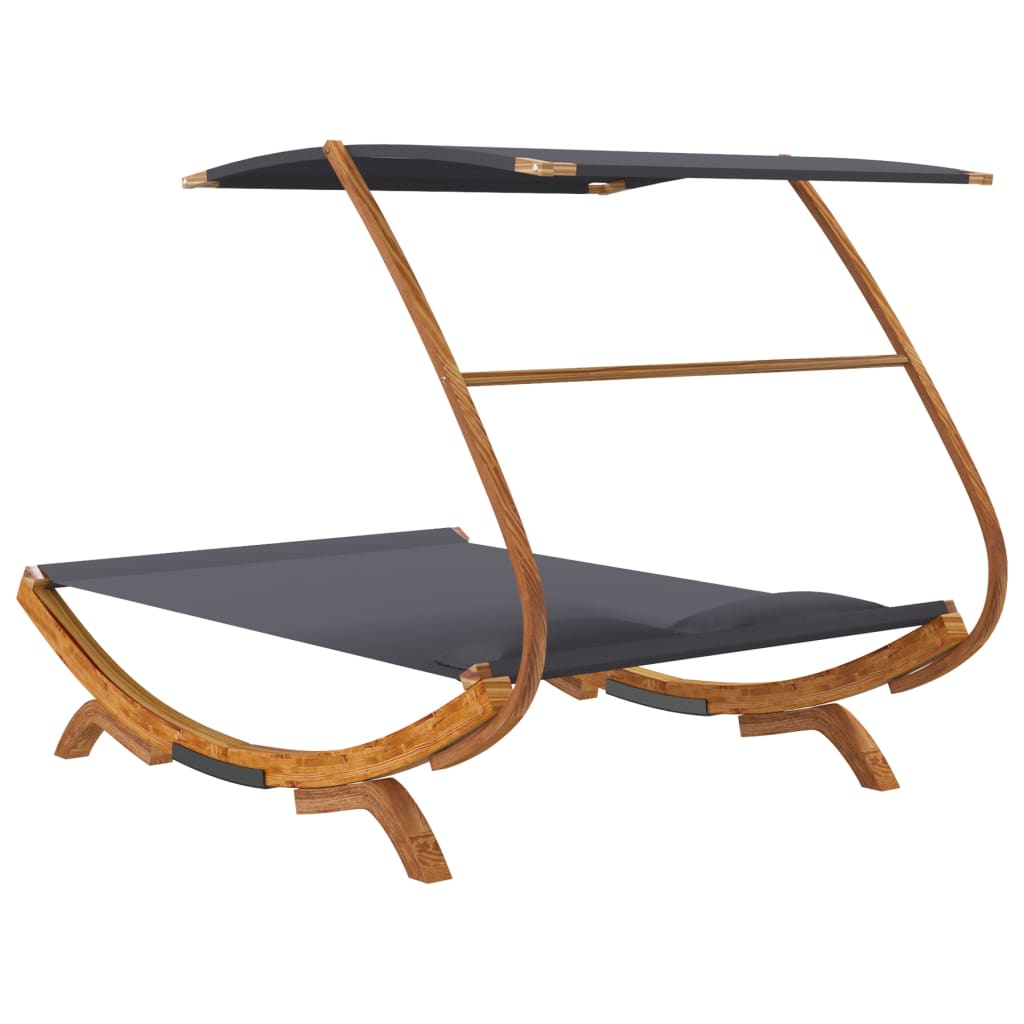 Bain de soleil avec toit 165x203x138 cm bois courbé massif anthracite