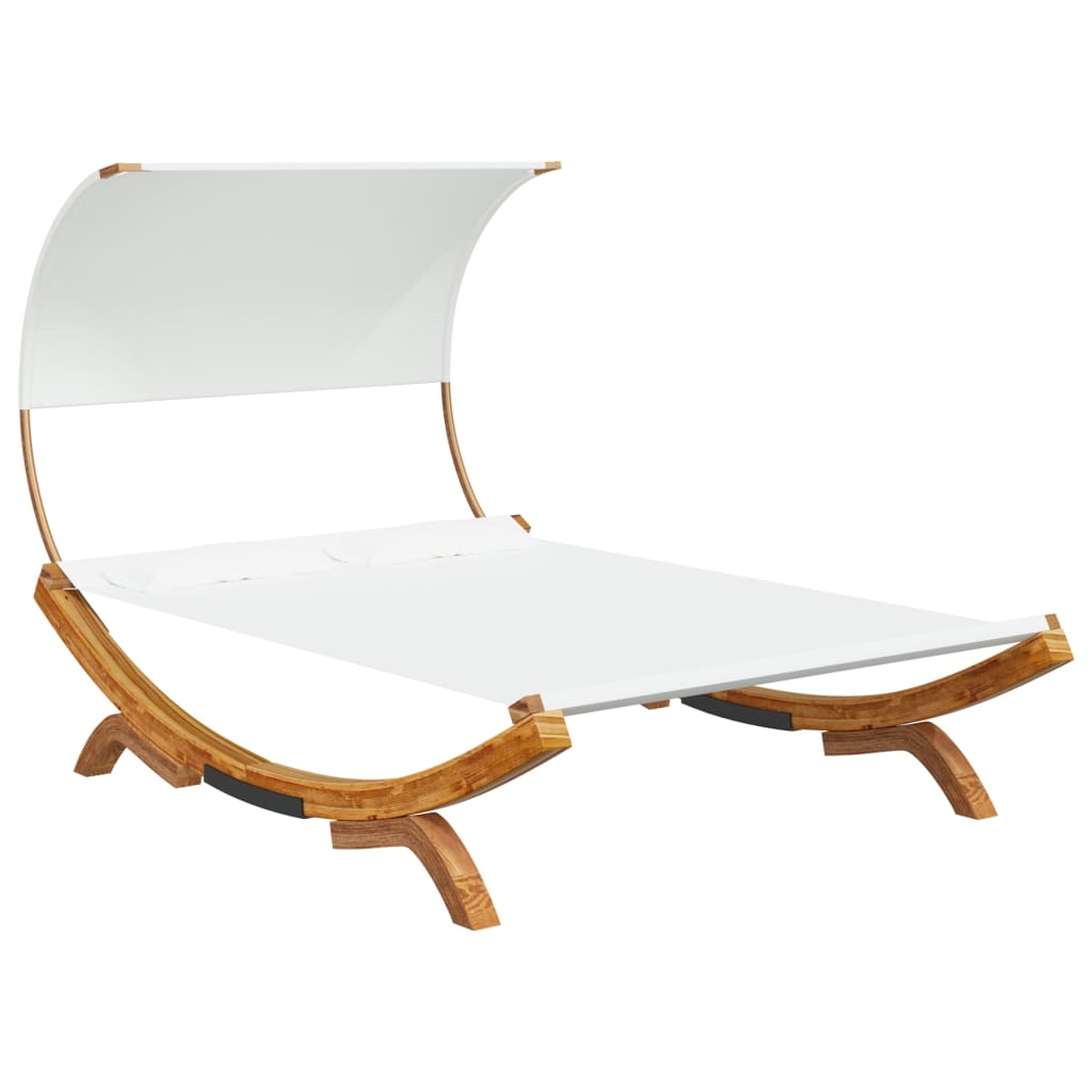 Bain de soleil avec toit 165x203x126 cm bois courbé massif crème