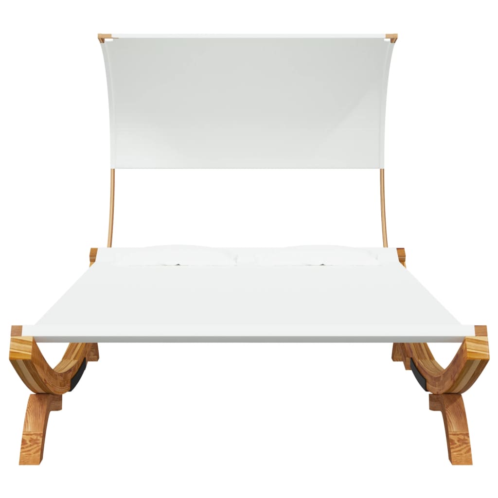 Bain de soleil avec toit 165x203x126 cm bois courbé massif crème
