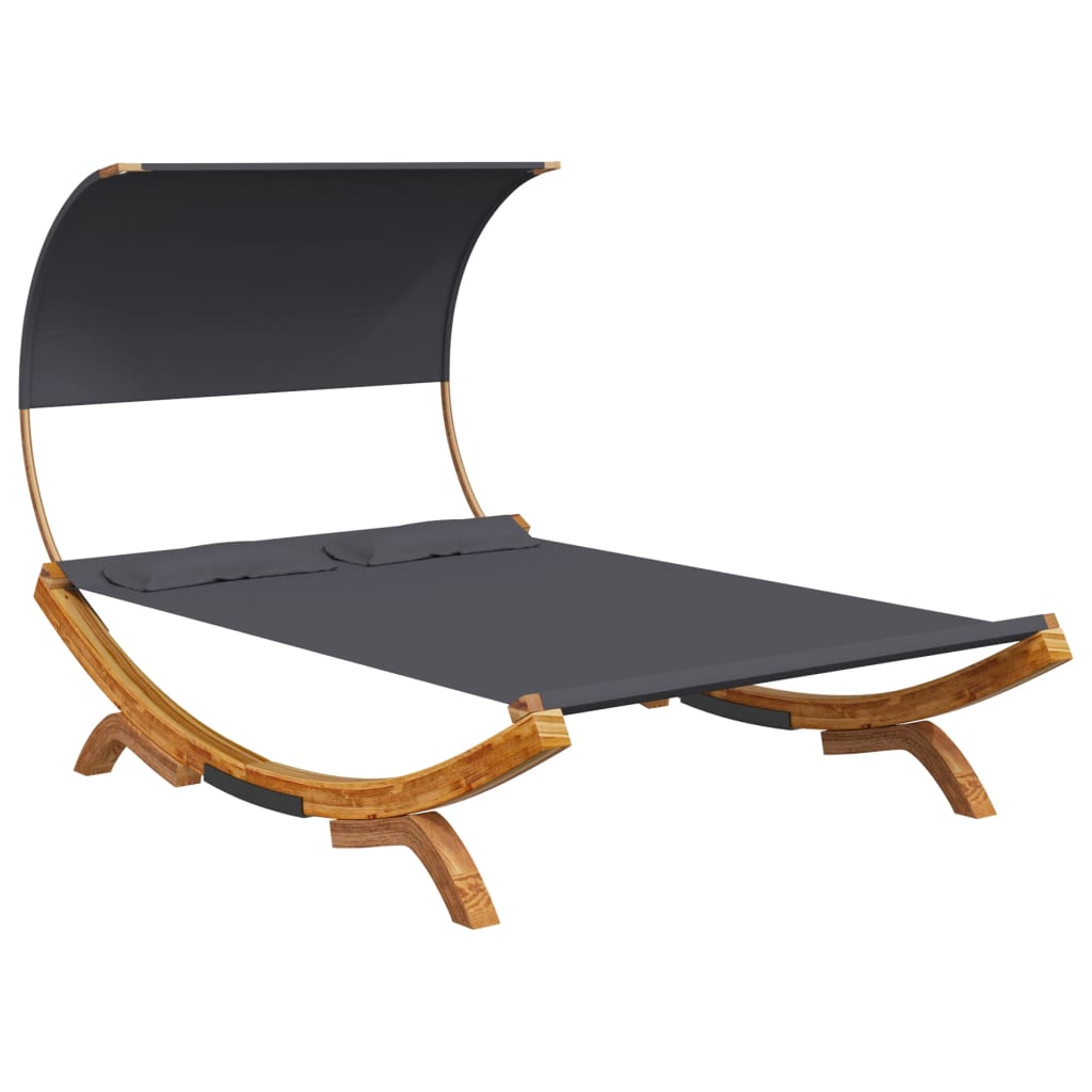 Bain de soleil avec toit 165x203x126 cm bois courbé massif anthracite