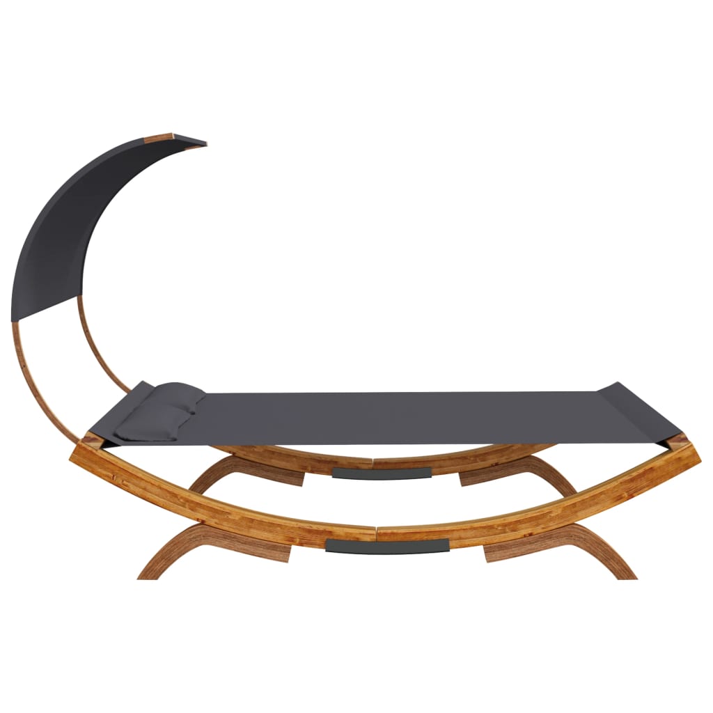 Bain de soleil avec toit 165x203x126 cm bois courbé massif anthracite