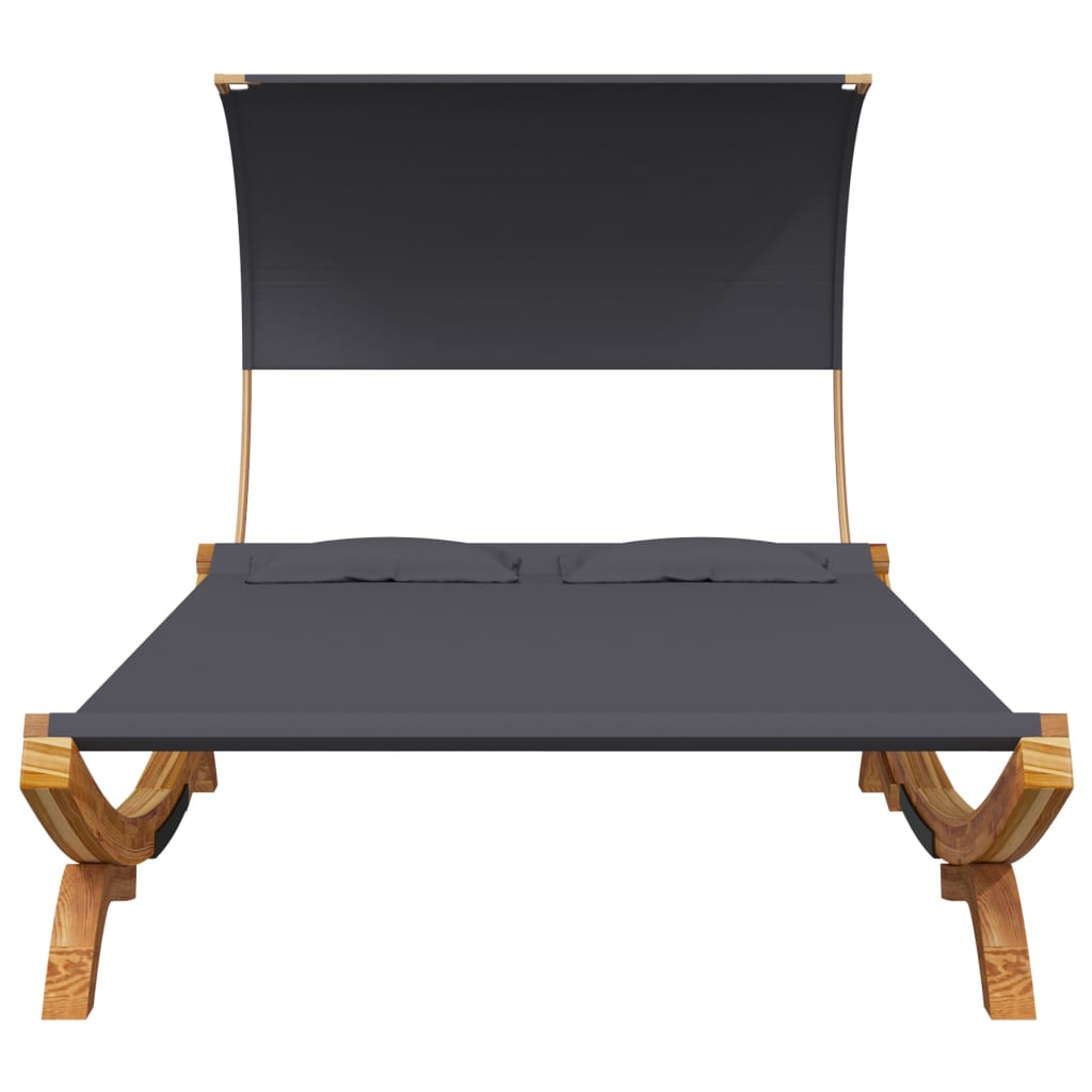 Bain de soleil avec toit 165x203x126 cm bois courbé massif anthracite