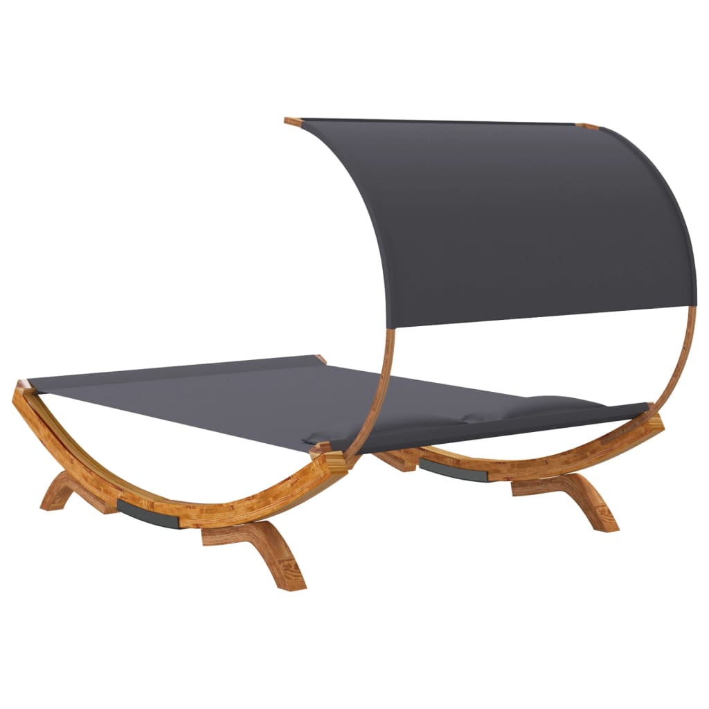 Bain de soleil avec toit 165x203x126 cm bois courbé massif anthracite