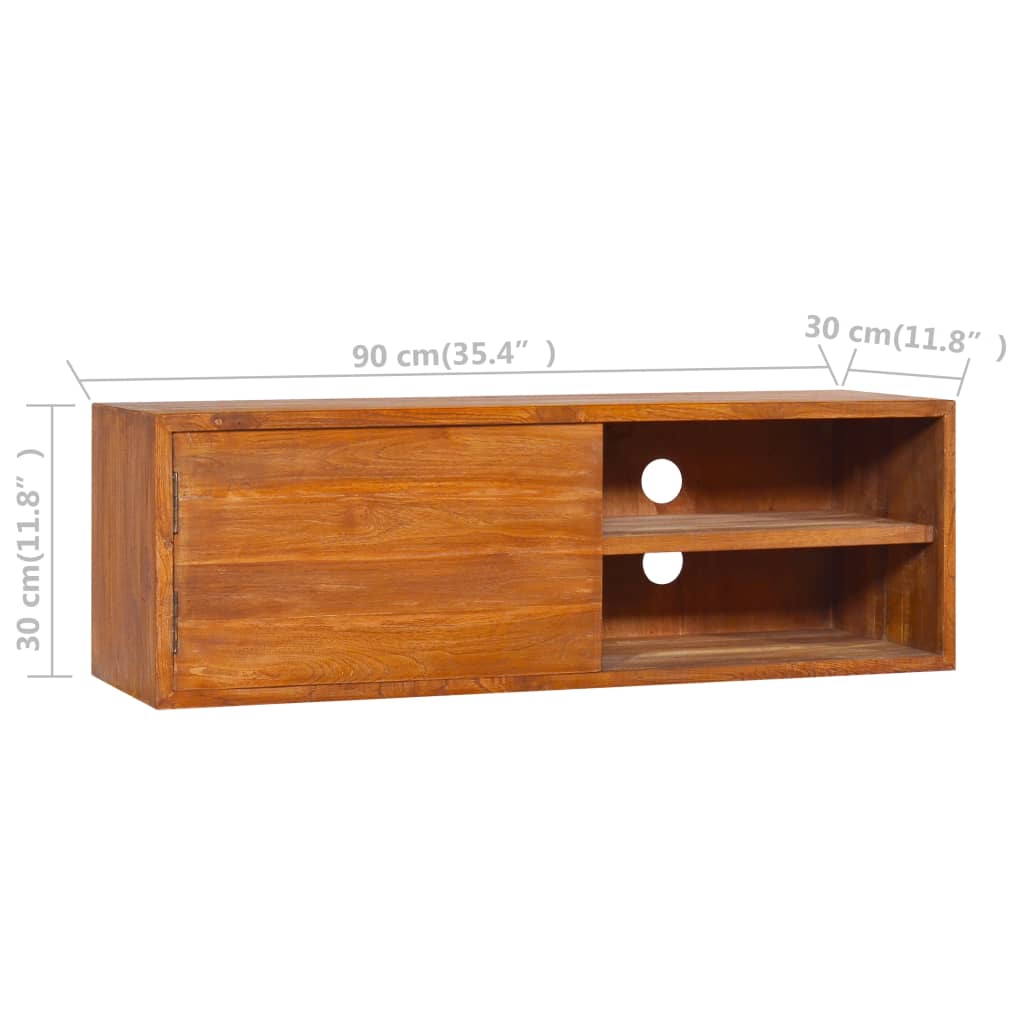 Meuble TV mural 180x30x30 cm en bois de teck massif