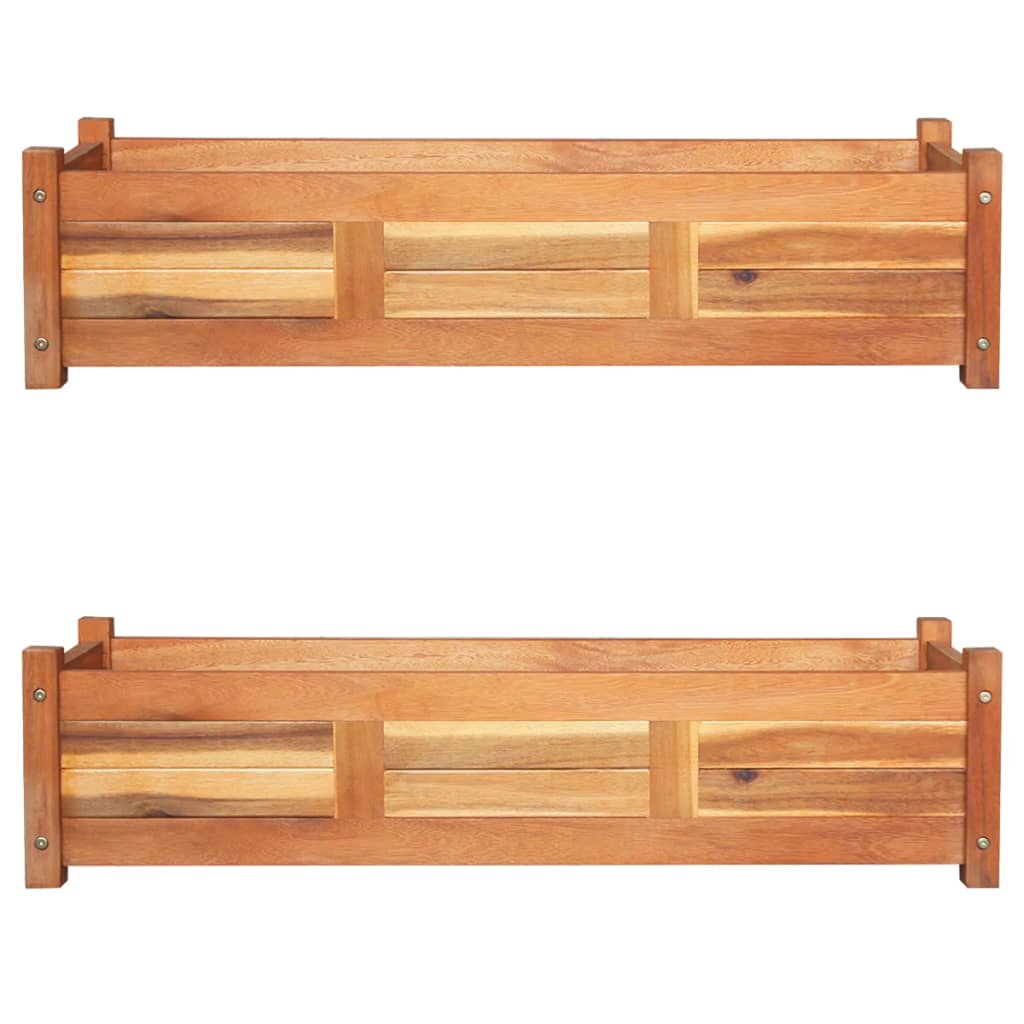 Lot de 2 jardinières surélevées en bois d'acacia 100 x 30 x 25 cm