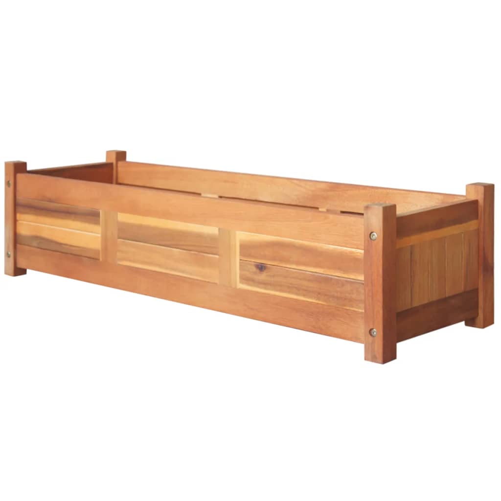 Lot de 2 jardinières surélevées en bois d'acacia 100 x 30 x 25 cm