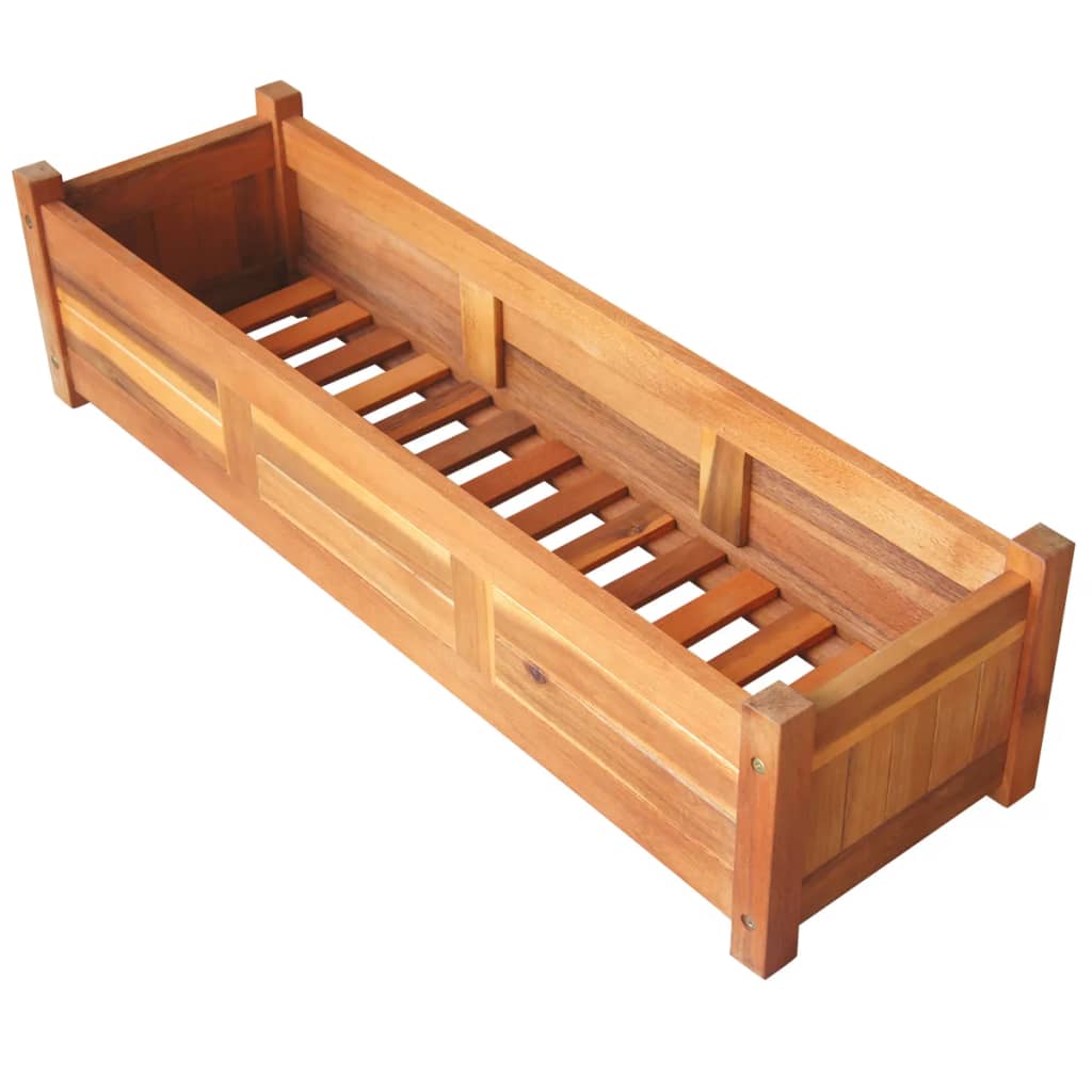 Lot de 2 jardinières surélevées en bois d'acacia 100 x 30 x 25 cm